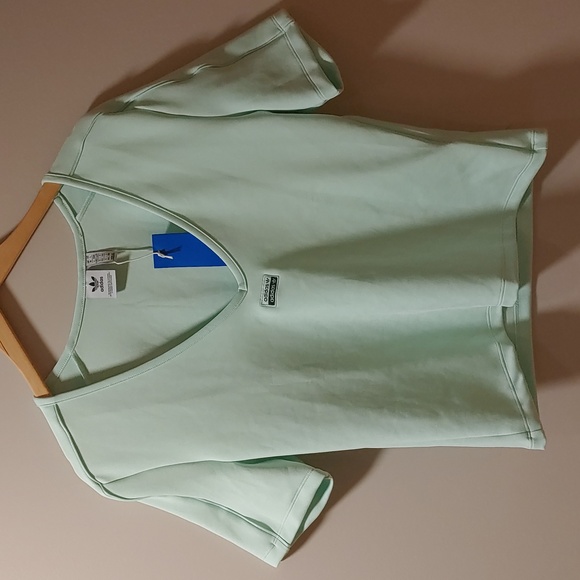 NWT Adidas Originals Women's Aqua V-neck T Shirt - Picture 4 of 8